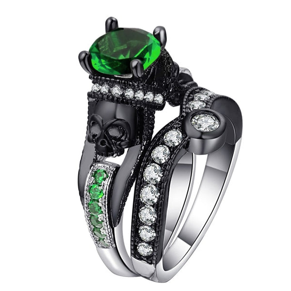 Skull Cubic Zirconia Ring Set