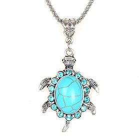 Vintage Sea Turtle Turquoise Pendant Necklace