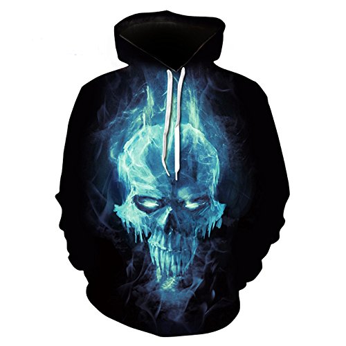 Unisex 3D Print Long Sleeve Lightweight Skull Hoodie