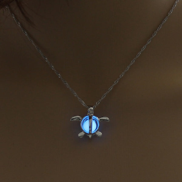 Glow In The Dark Sea Turtle Pendant Necklace