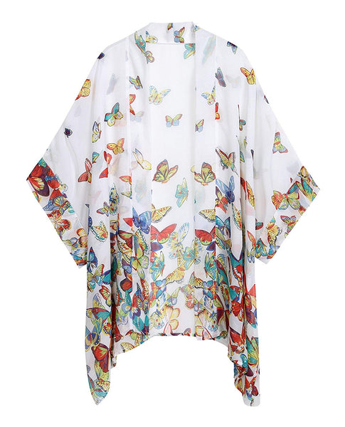 Butterfly Loose Chiffon Kimono Cardigan Beach Swim Cover Up Blouse