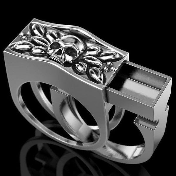 Unisex Unique Skull Mini Secret Compartment Ring