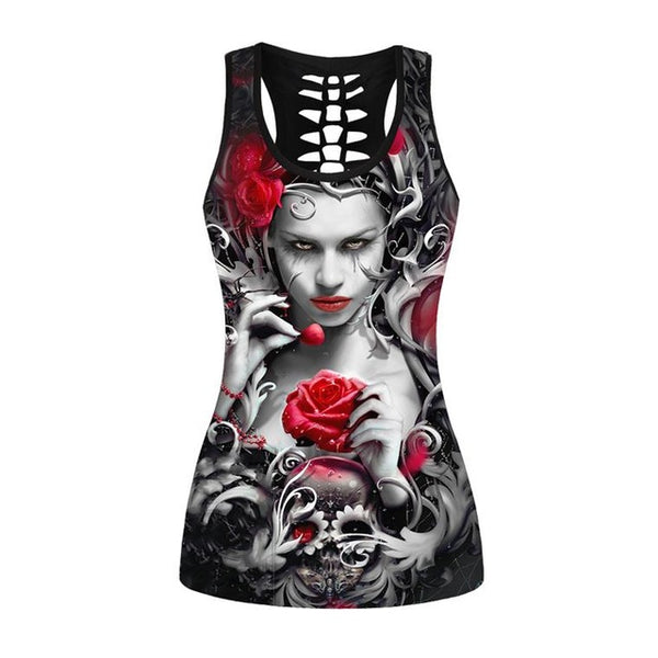 Women 3d Print Skulls Sleeveless Tops