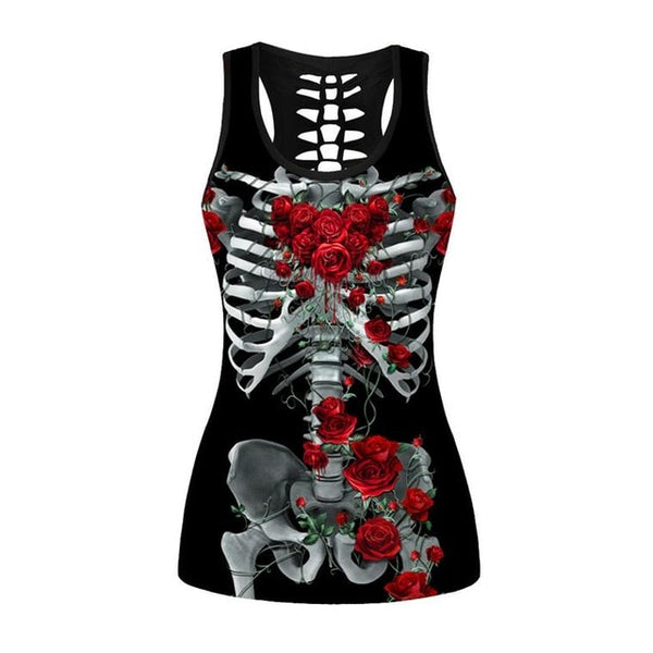 Women 3d Print Skulls Sleeveless Tops