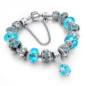 Tibetan Silver Crystal Charm Bracelet - Free Shipping!