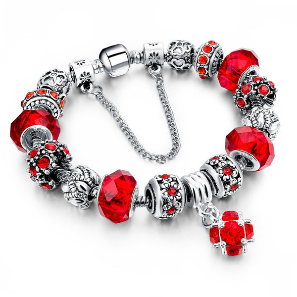 Tibetan Silver Crystal Charm Bracelet - Free Shipping!