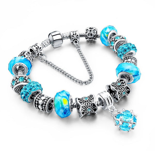 Tibetan Silver Crystal Charm Bracelet - Free Shipping!