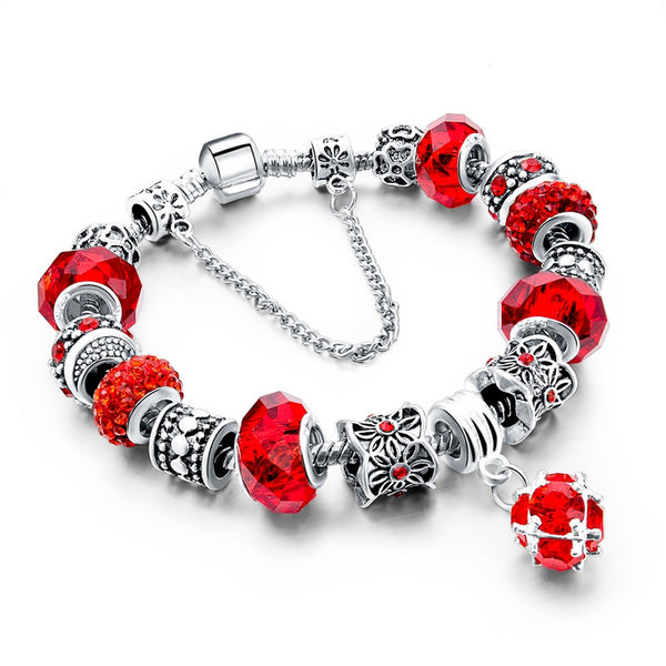 Tibetan Silver Crystal Charm Bracelet - Free Shipping!