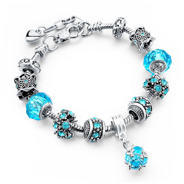 Tibetan Silver Crystal Charm Bracelet - Free Shipping!