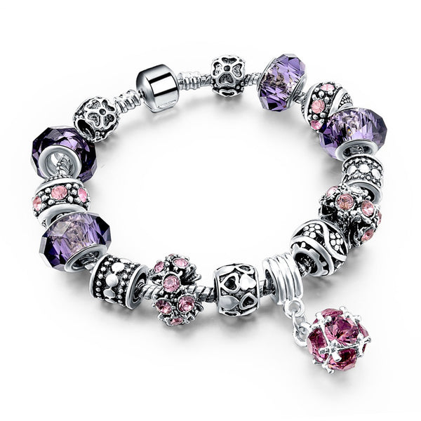 Tibetan Silver Crystal Charm Bracelet - Free Shipping!