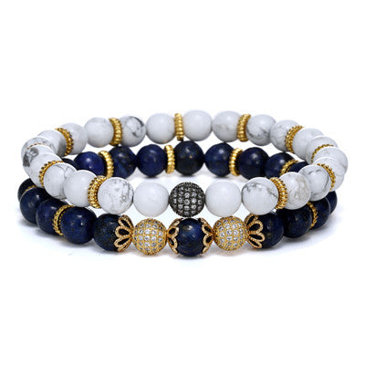 Natural Stone Elastic Rope Chain Paved Beaded Bracelets - Free Shipping