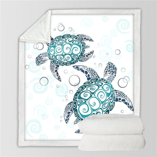 Sea Turtles Sherpa Soft Plush Throw Blanket