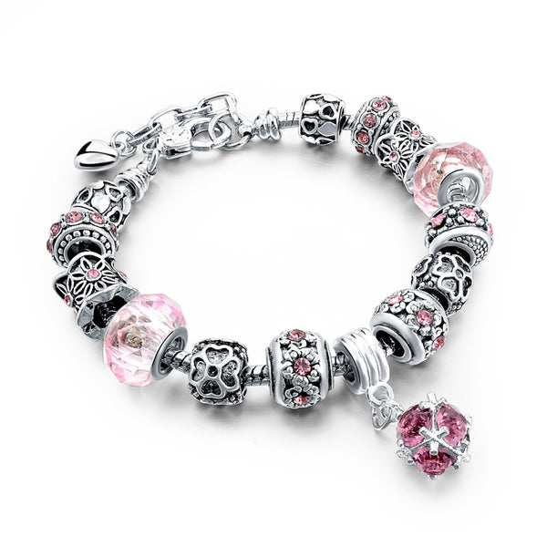 Tibetan Silver Crystal Charm Bracelet - Free Shipping!