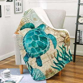 Soft Plush Sea Turtle Throw Blanket