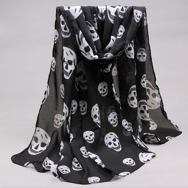 Skull Print Silk Scarf