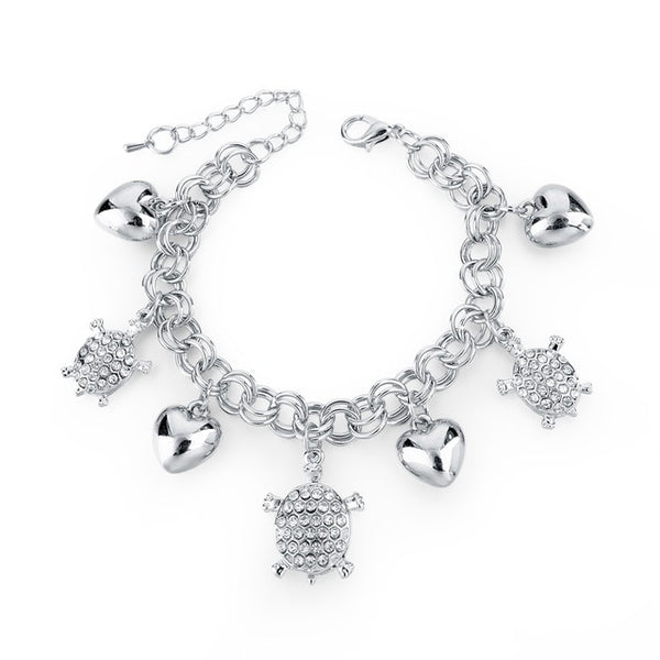 Stainless Steel Turtle Crystal Adjustable Bracelet