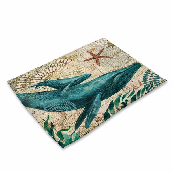 4 Piece Set Kitchen Sea Turtle Table Mats