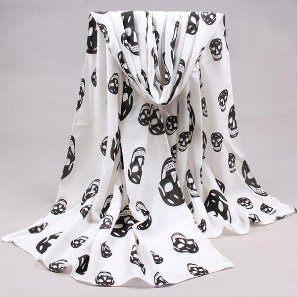 Skull Print Silk Scarf