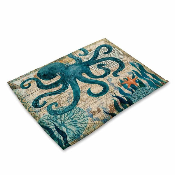 4 Piece Set Kitchen Sea Turtle Table Mats