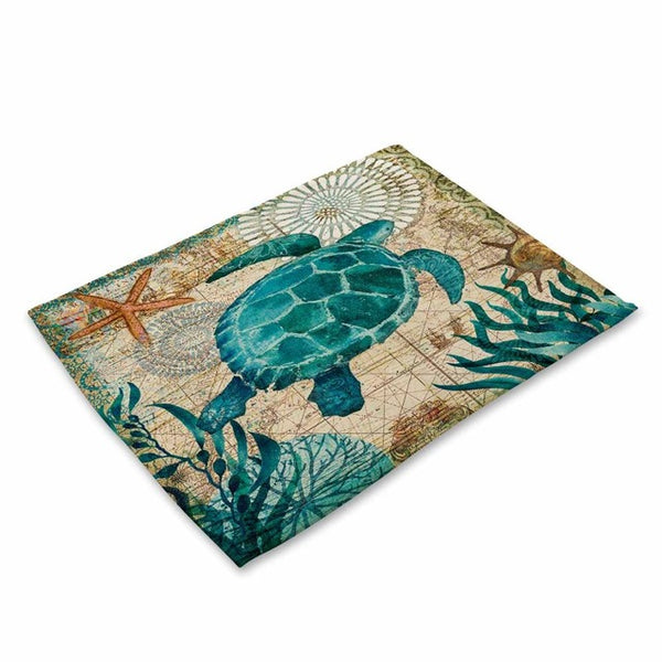 4 Piece Set Kitchen Sea Turtle Table Mats