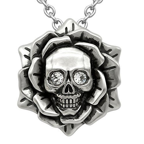 Skull Rose Birthstone Necklace