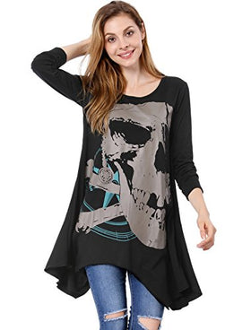 Women Skull Pattern Loose Tunic