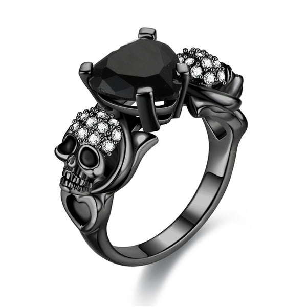 Skull Heart Zircon Crystal Ring
