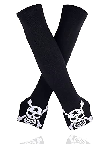 Knitted Long Fingerless Skeleton Gloves