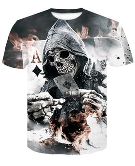 Men 3D Skull Fashion Short T-shirt