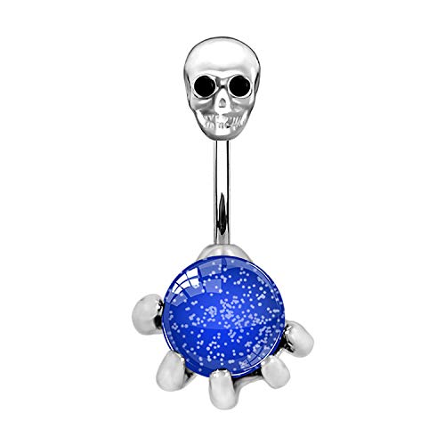 Surgical Steel Skull Navel Belly Button Ring