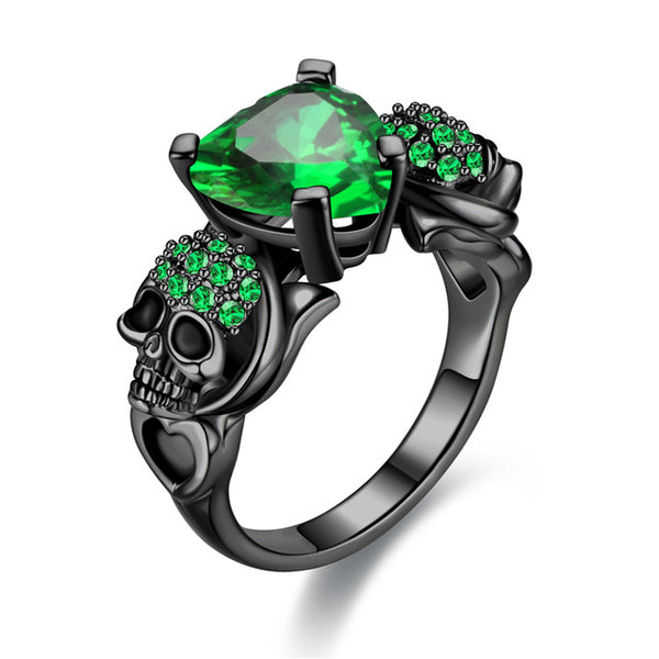 Skull Heart Zircon Crystal Ring