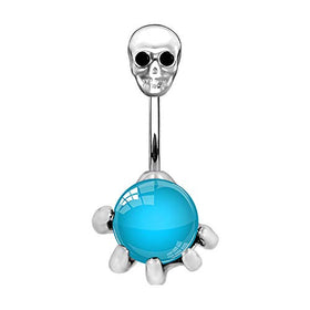 Surgical Steel Skull Navel Belly Button Ring