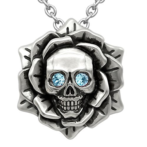 Skull Rose Birthstone Necklace