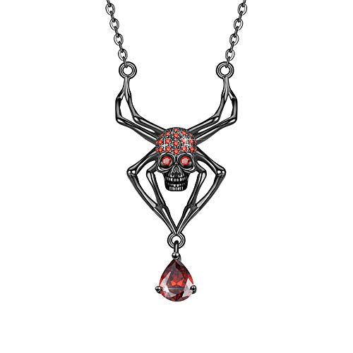 Black Skull Spider Pendant Necklace