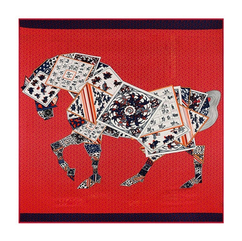 Twill Silk Horse Print Scarf