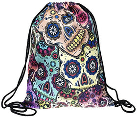 Skull Print Drawstring Backpack