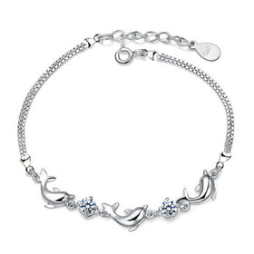 Dolphin Silver Plated Diamond Bracelets - Free Shipping!
