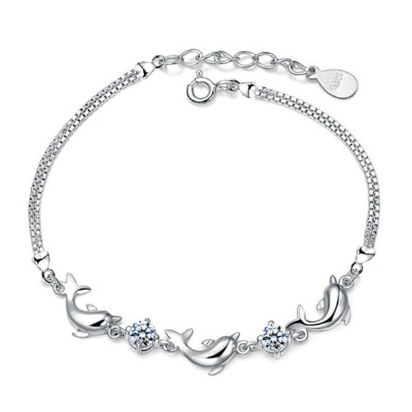 Dolphin Silver Plated Diamond Bracelets - Free Shipping!
