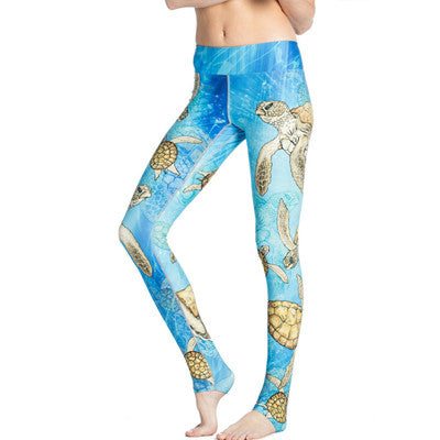 Sea Turtle Printed Leggings - Free Shipping