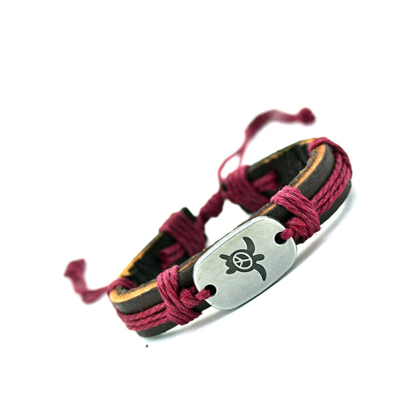 Peace Turtles Genuine Leather Charm Bracelet - Free Shipping!