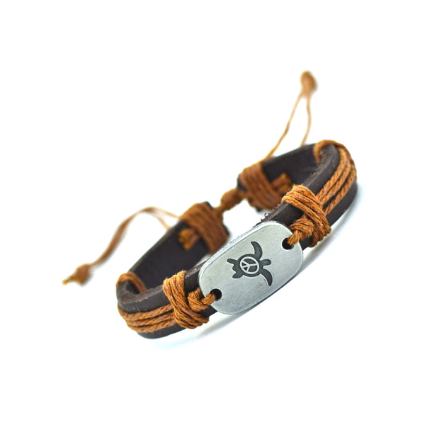 Peace Turtles Genuine Leather Charm Bracelet - Free, Just Pay Shipping!