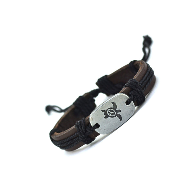 Peace Turtles Genuine Leather Charm Bracelet - Free Shipping!