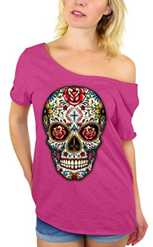 Sugar Skull Rose Eyes Off Shoulder Tops T-shirt
