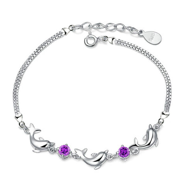 Dolphin Silver Plated Diamond Bracelets - Free Shipping!