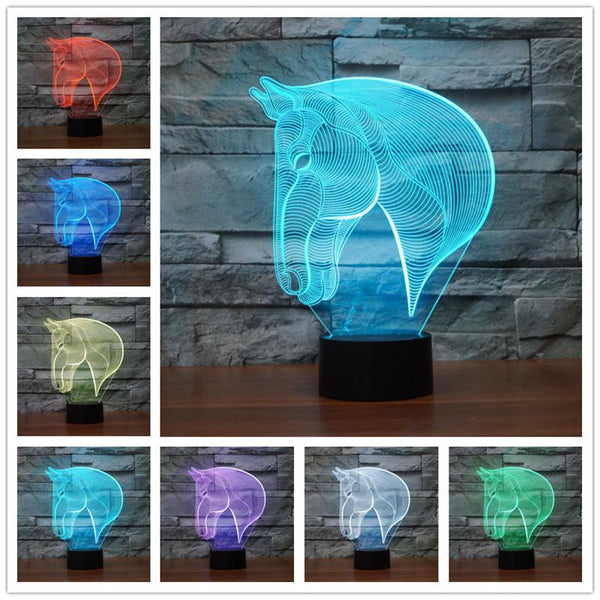 7 Color Changing 3D LED Horse Desk Table Lamp - Free Shipping