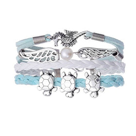 Multi-layer Cord Sea Turtle Love Charm Bracelet