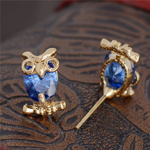 Cubic Zirconia Owl Shape Stud Earrings