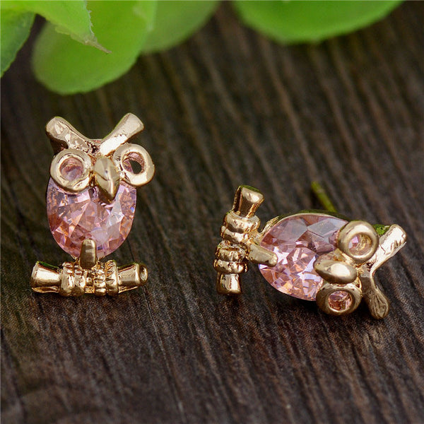 Cubic Zirconia Owl Shape Stud Earrings