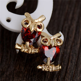 Cubic Zirconia Owl Shape Stud Earrings
