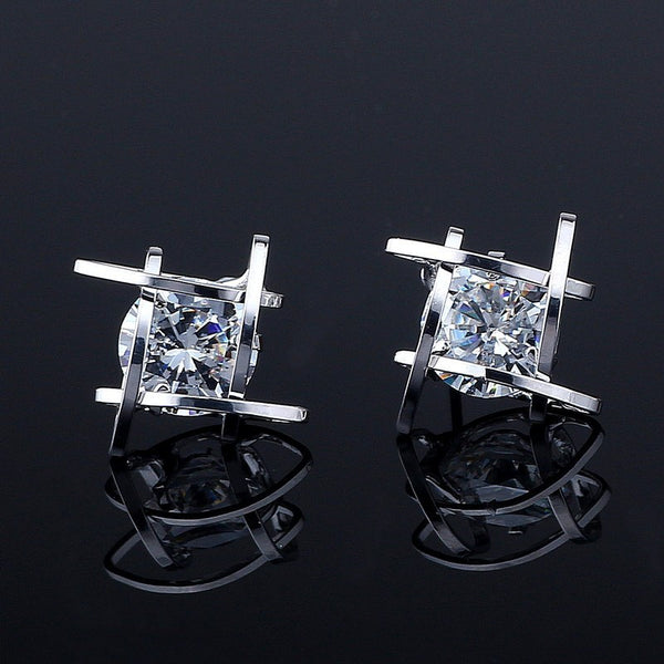 Elegant Crystal Square Stud Earrings - Free Shipping